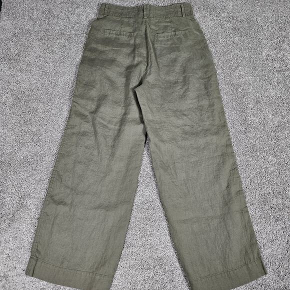 Everlane Pants Womens 10 Green Linen Way High Drape Pants Wide Leg Beach Summer - Picture 2 of 10